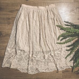 F21 lace contemporary pale blush skirt scallop